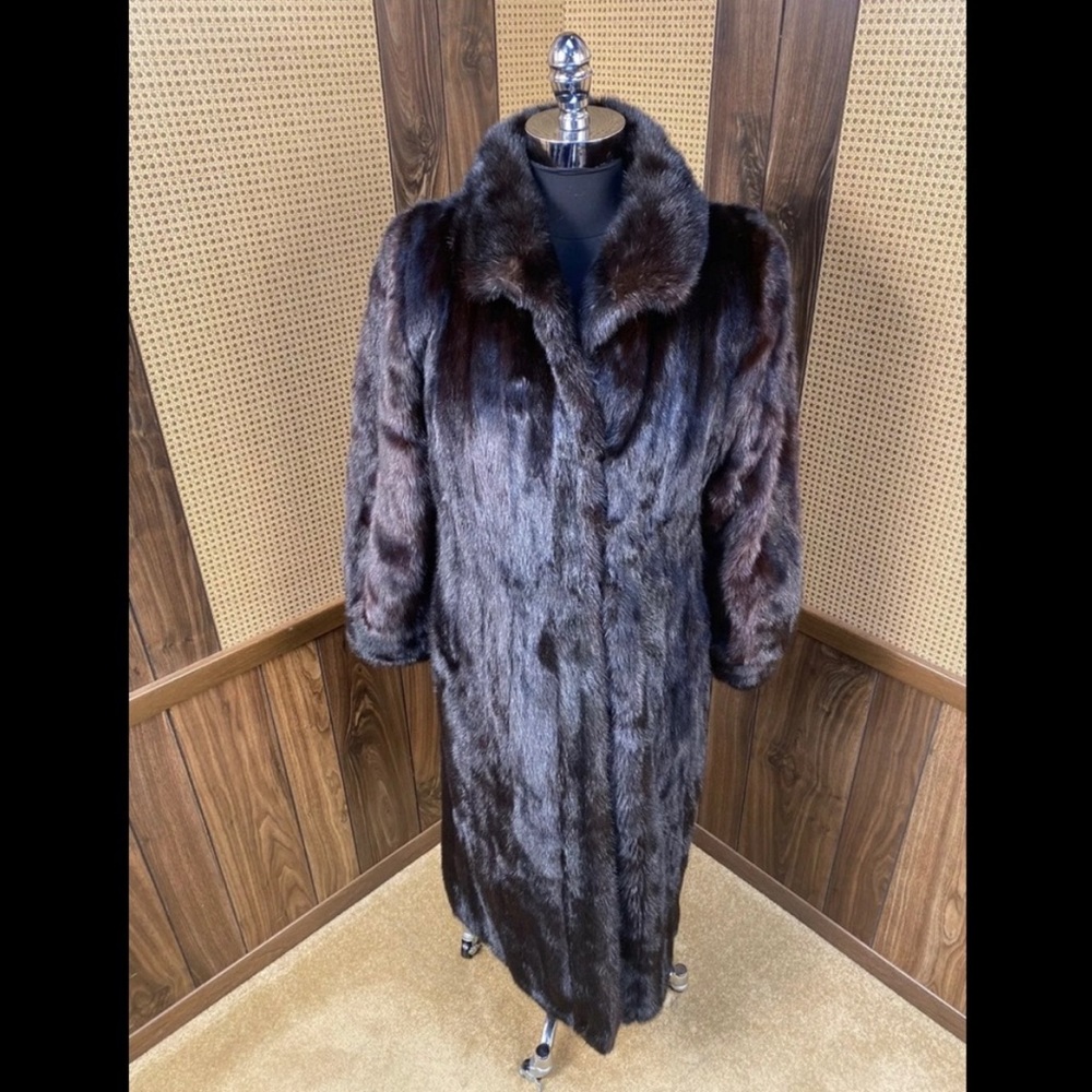 VINTAGE TIBOR FURS FULL LENGTH REAL BLACK MINK FUR COAT - Sized(4-6)